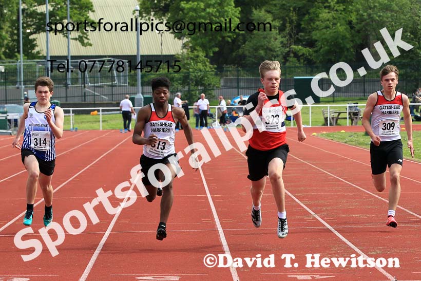 Men and Boys 100 metres, 2022 North Eastern Track and Field Champs., Middlesbrough. David T. Hewitson/Sports for All Pics
